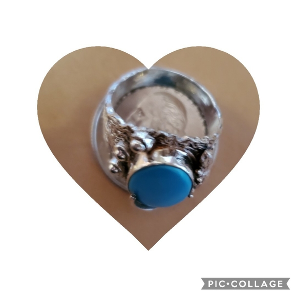 Genuin Sleeping Beauty Turquoise, Alligator Ring 8 - Picture 7 of 8